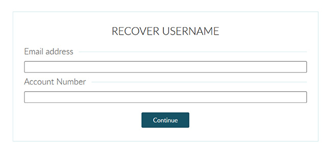this is what the recover username screen looks like